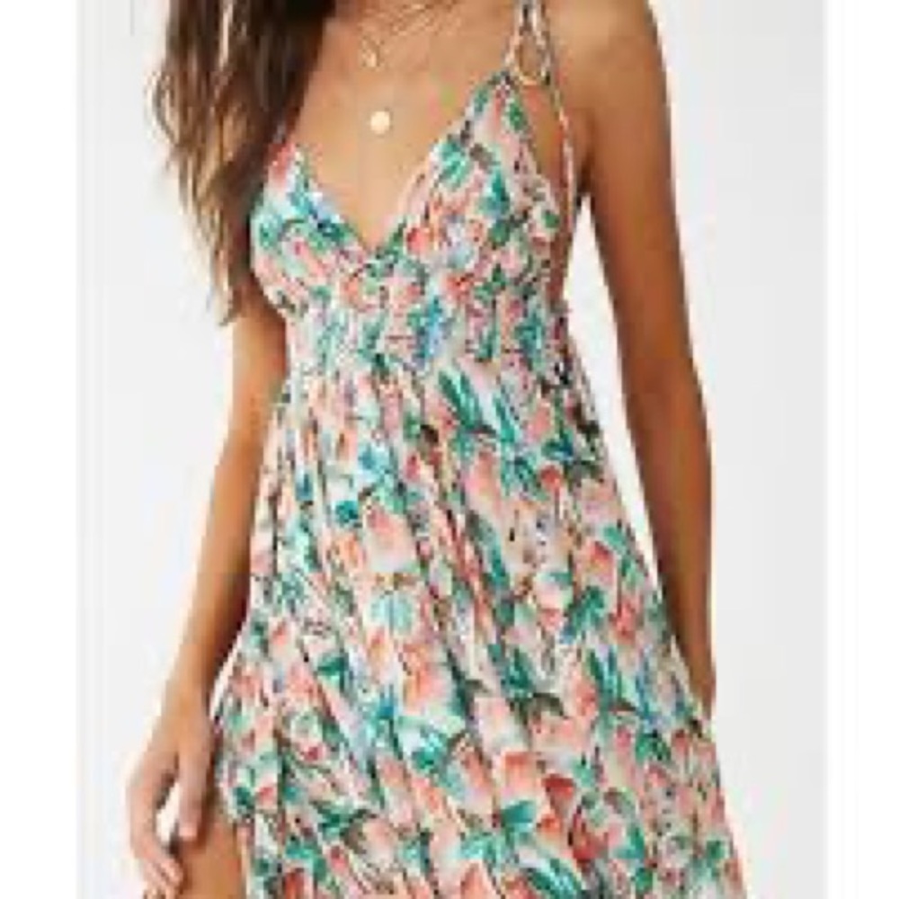 Forever 21 floral print maxi dress L